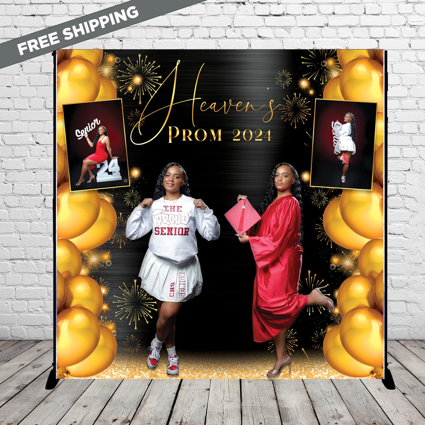 2024 Backdrop, Prom Send Off Step and Repeat, Black and Gold, Prom Send Off Backdrop