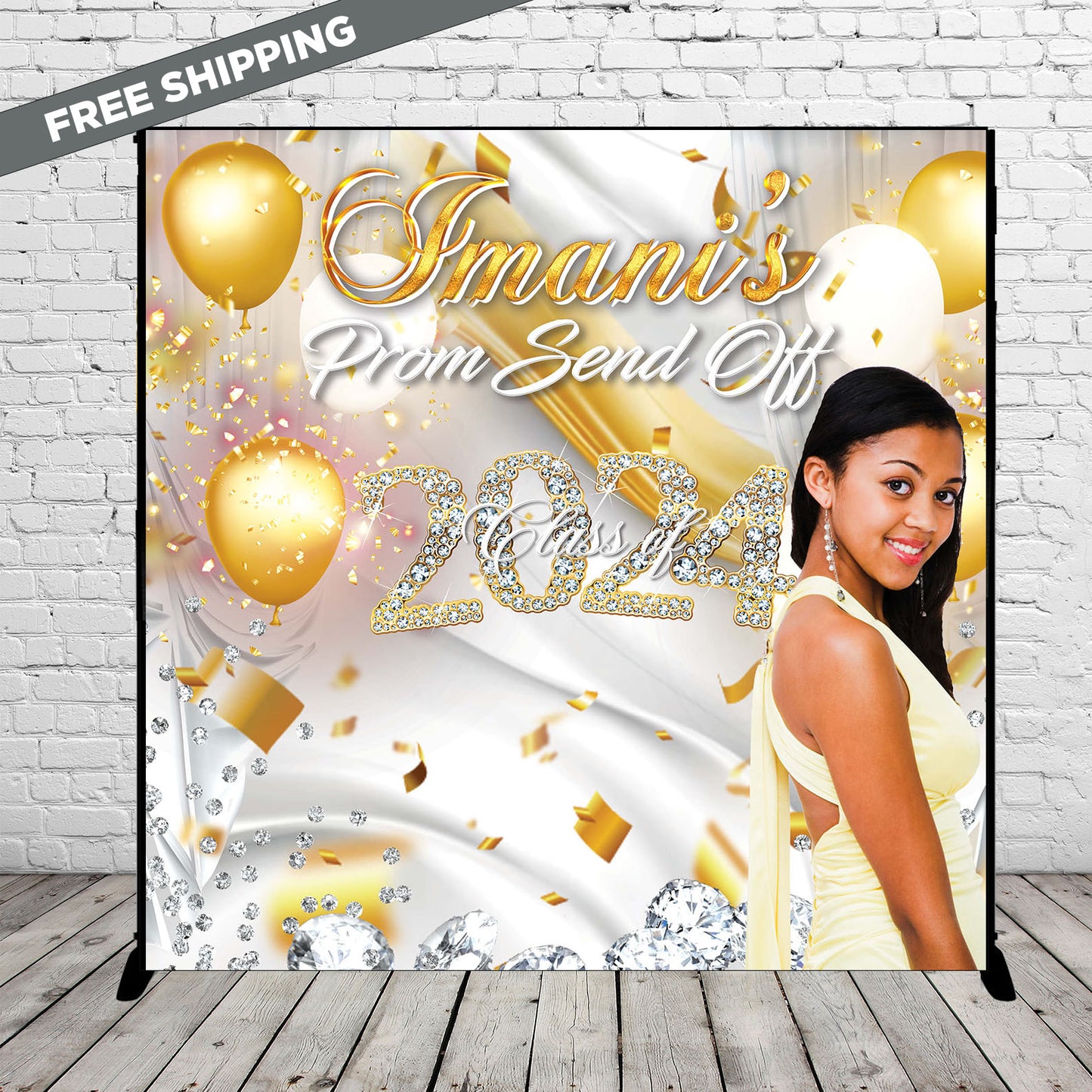 Gold Prom Step and Repeat, Prom Backdrop, Prom Send Off