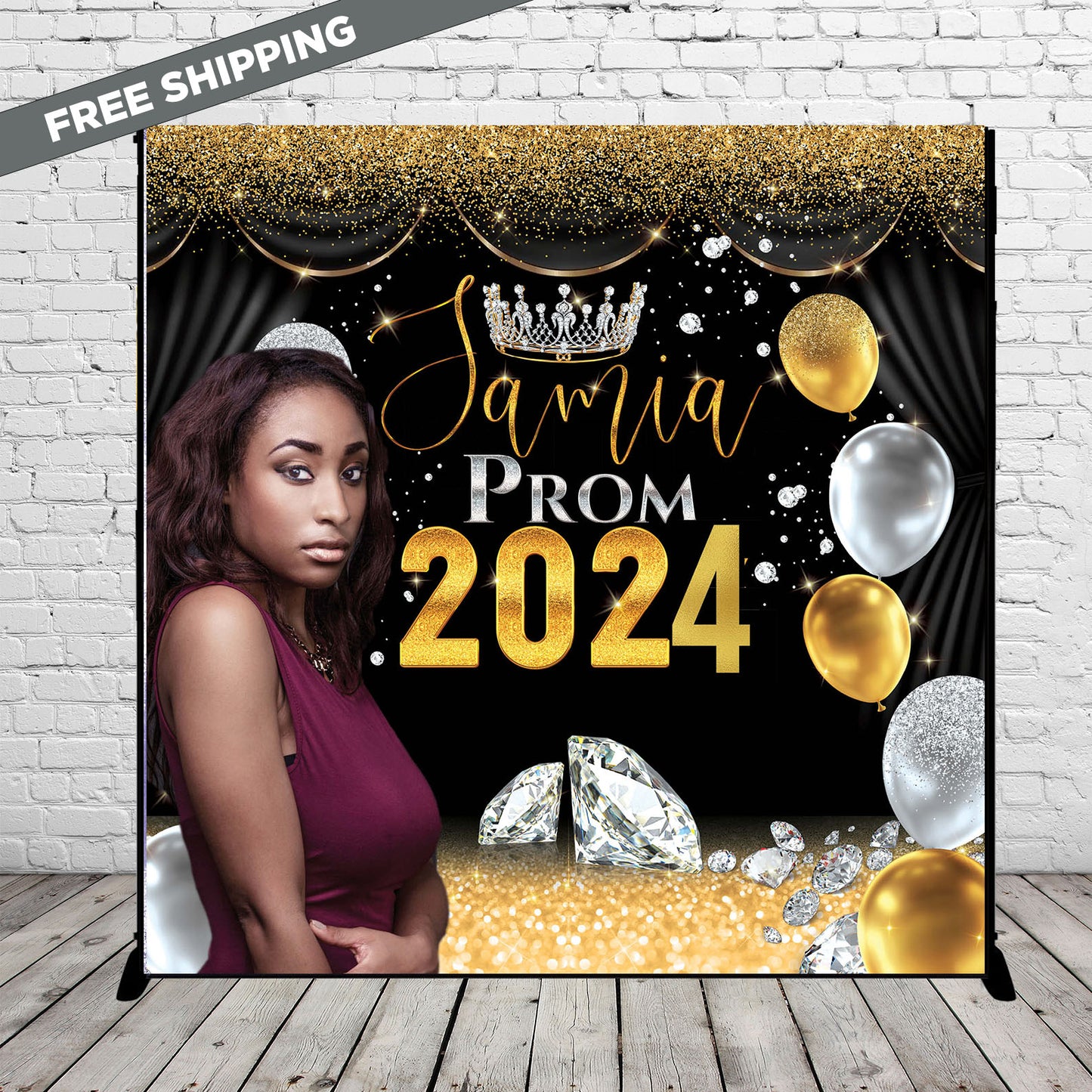 Black and Gold Prom Step and Repeat, Prom Send Off Backdrop