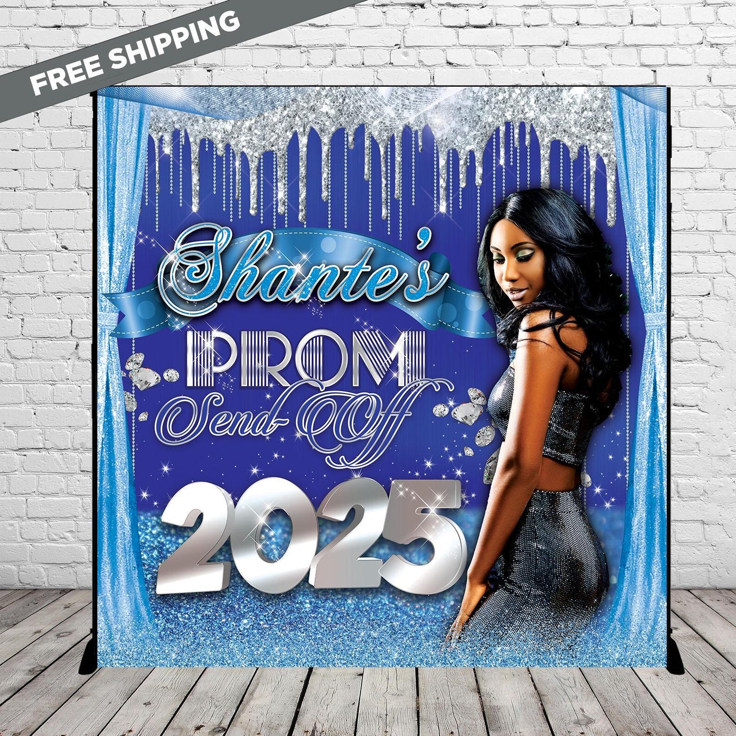 Prom backdrop, Prom step and repeat, Photo step and repeat, Graduation backdrop, photo backdrop, blue and gold step repeat, prom banner