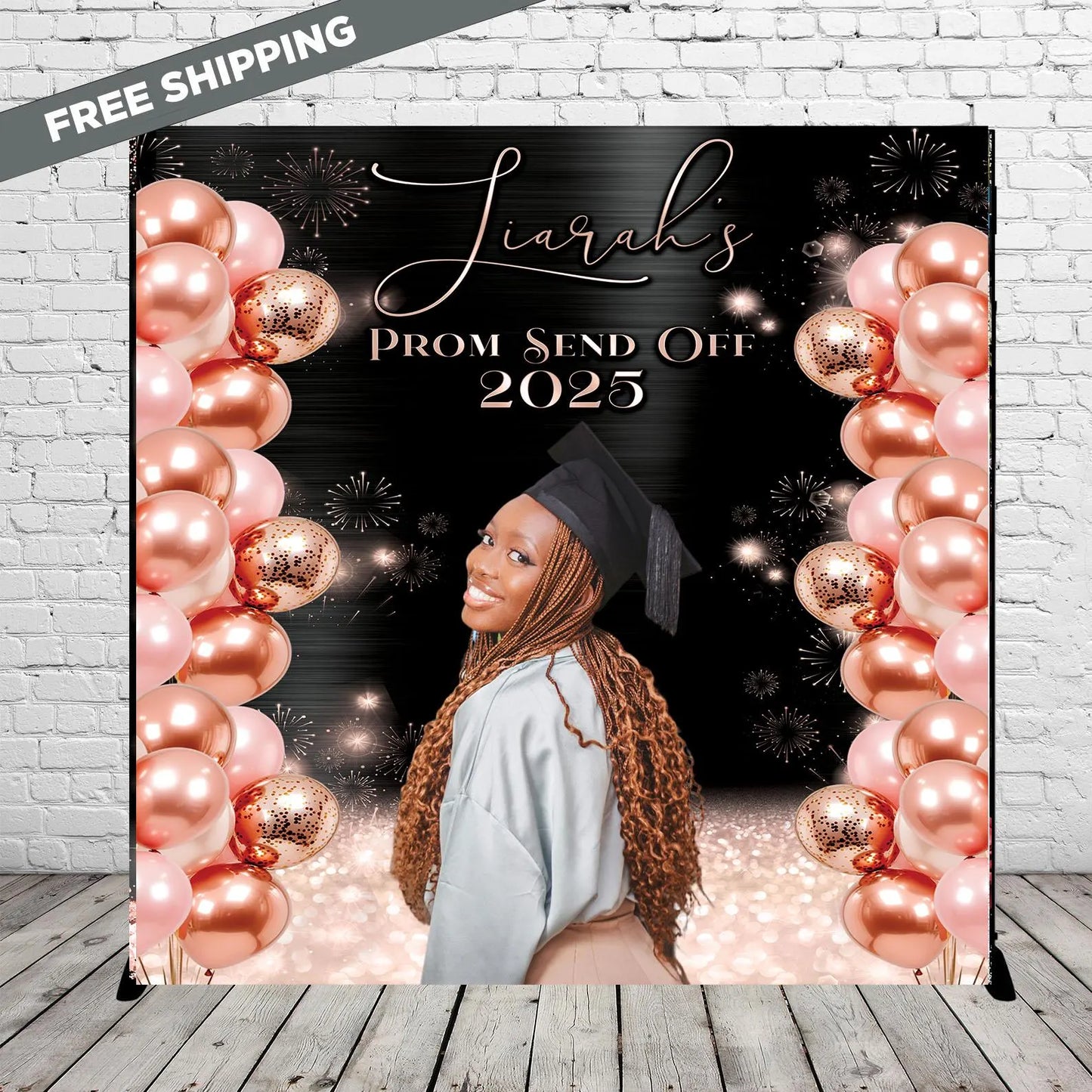 Prom Step and repeat, Prom Send Off, Photo Backdrop, Prom Send Off Backdrop, Rose Gold backdrop