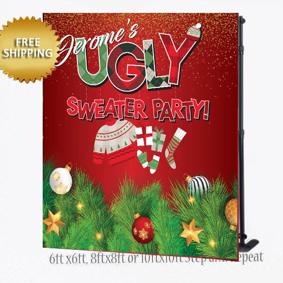 Ugly sweater step and repeat, ugly sweater backdrop, Christmas Step and Repeat, Christmas backdrop, step and repeat custom backdrop