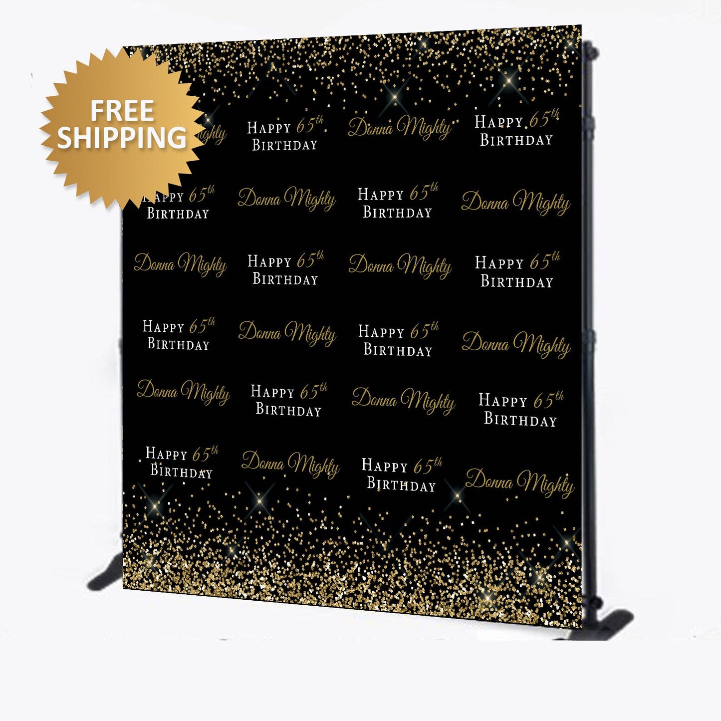Black and Gold backdrop, Birthday Step and Repeat, 50th Backdrop,40th Birthday Step and Repeat,Gold and black backdrop, 8x8 custom backdrop