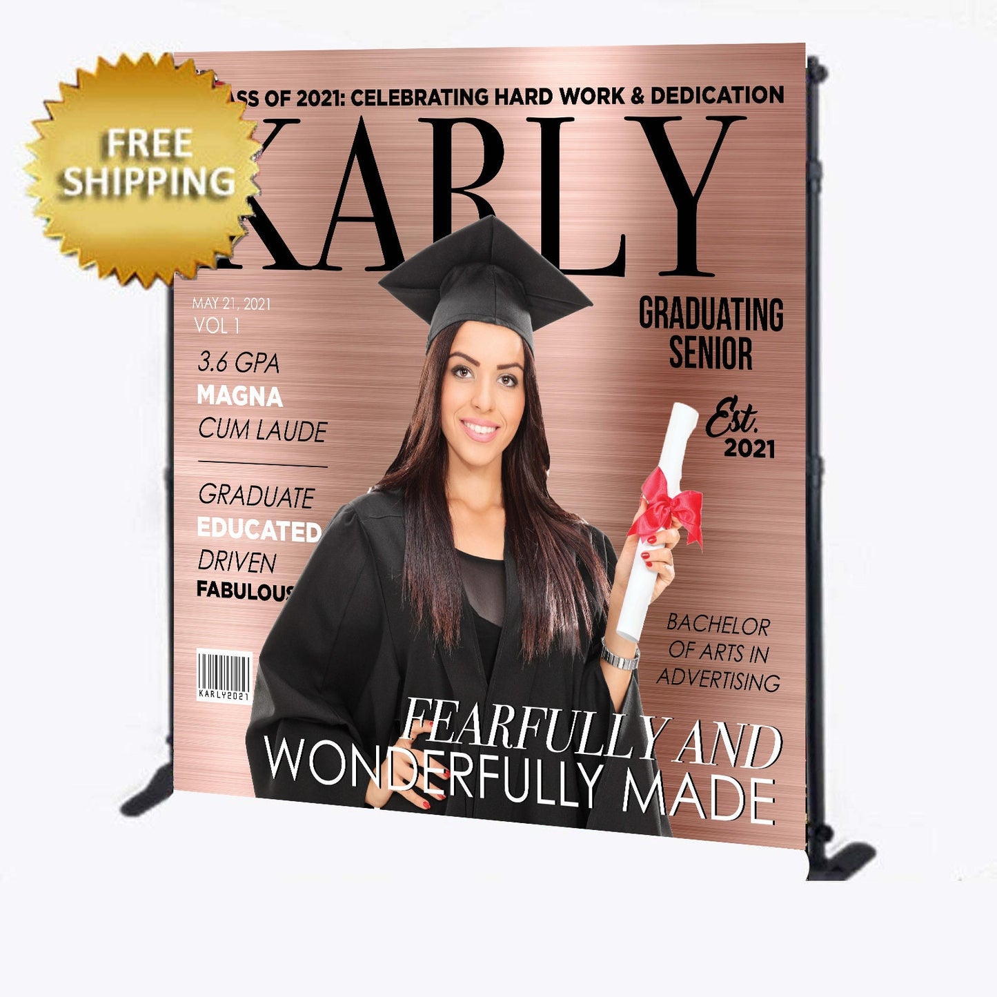 Graduation backdrop, Graduation step and repeat, Class of 2021 backdrop, Rose gold backdrop, Grad photo backdrop, Photo backdrop, Graduation