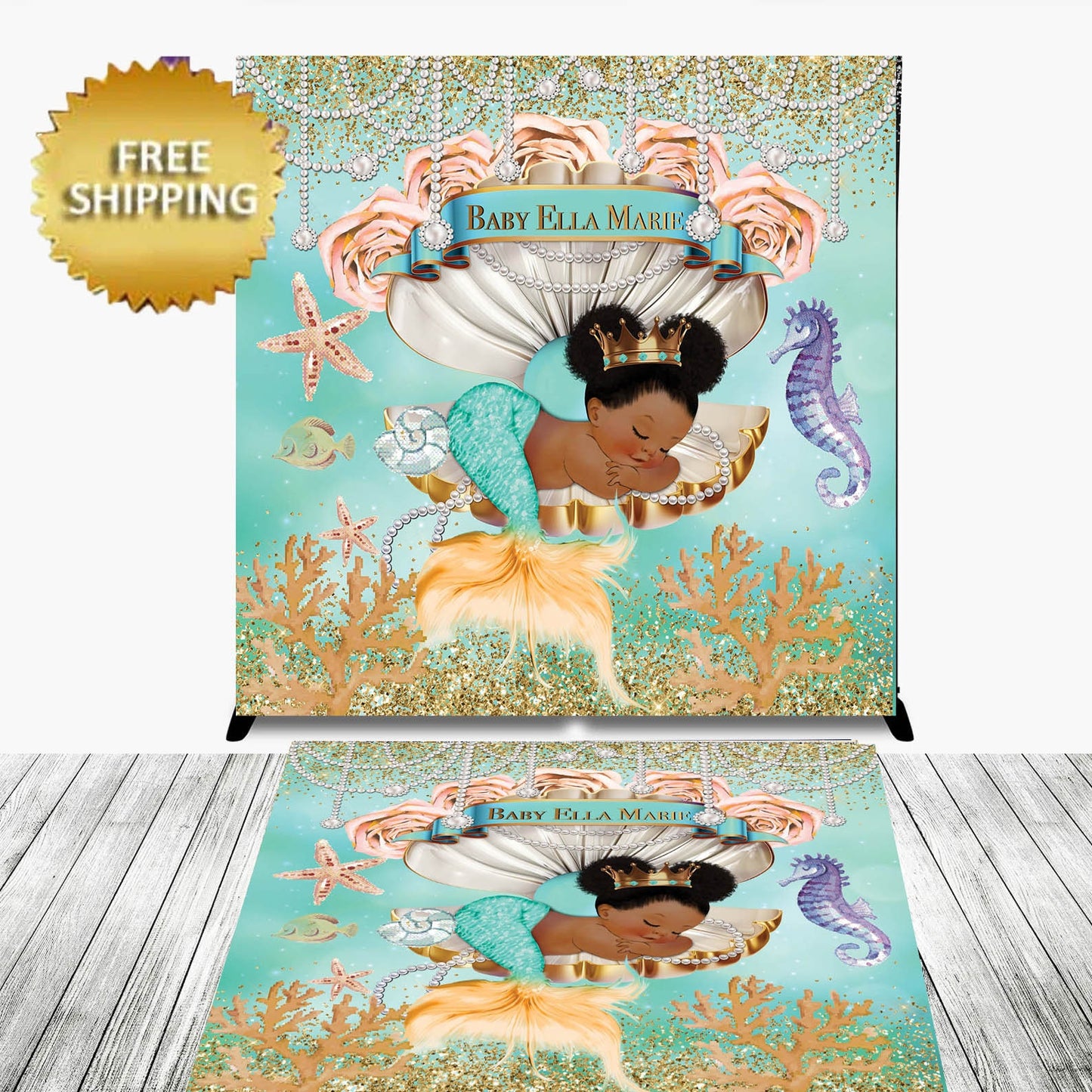 Floor Decal sticker, Removable sticker, Removable vinyl, Floor Sticker, mermaid backdrop,Birthday step and Repeat, mermaid decal