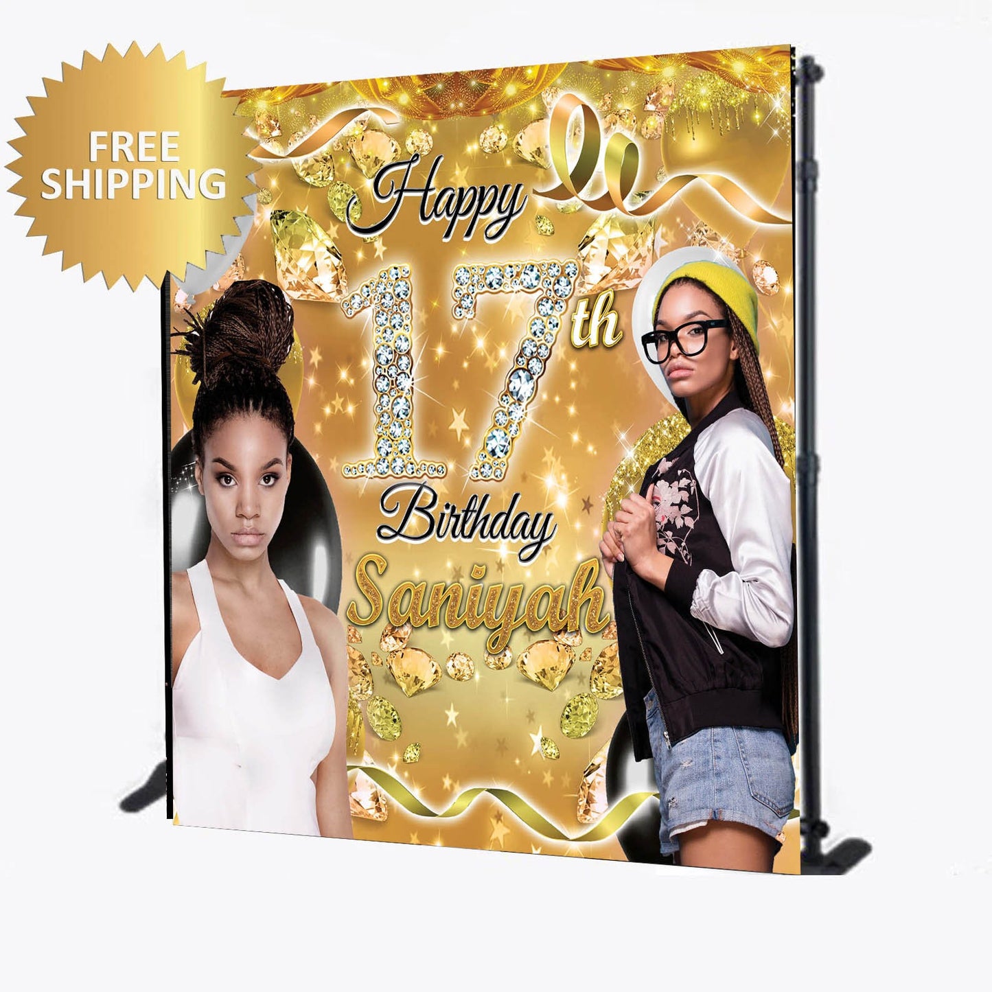 Black and Gold backdrop, Photo backdrop, Photo step and repeat, Sweet 16 backdrop, Photo step and repeat, Prom backdrop, 21st birthday