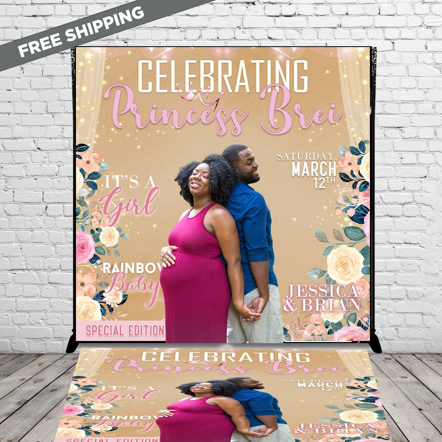 Custom Photo Birthday Backdrop, Party Birthday Party Backdrop, Floor decal , Magazine Cover Backdrop, Baby Shower backdrop