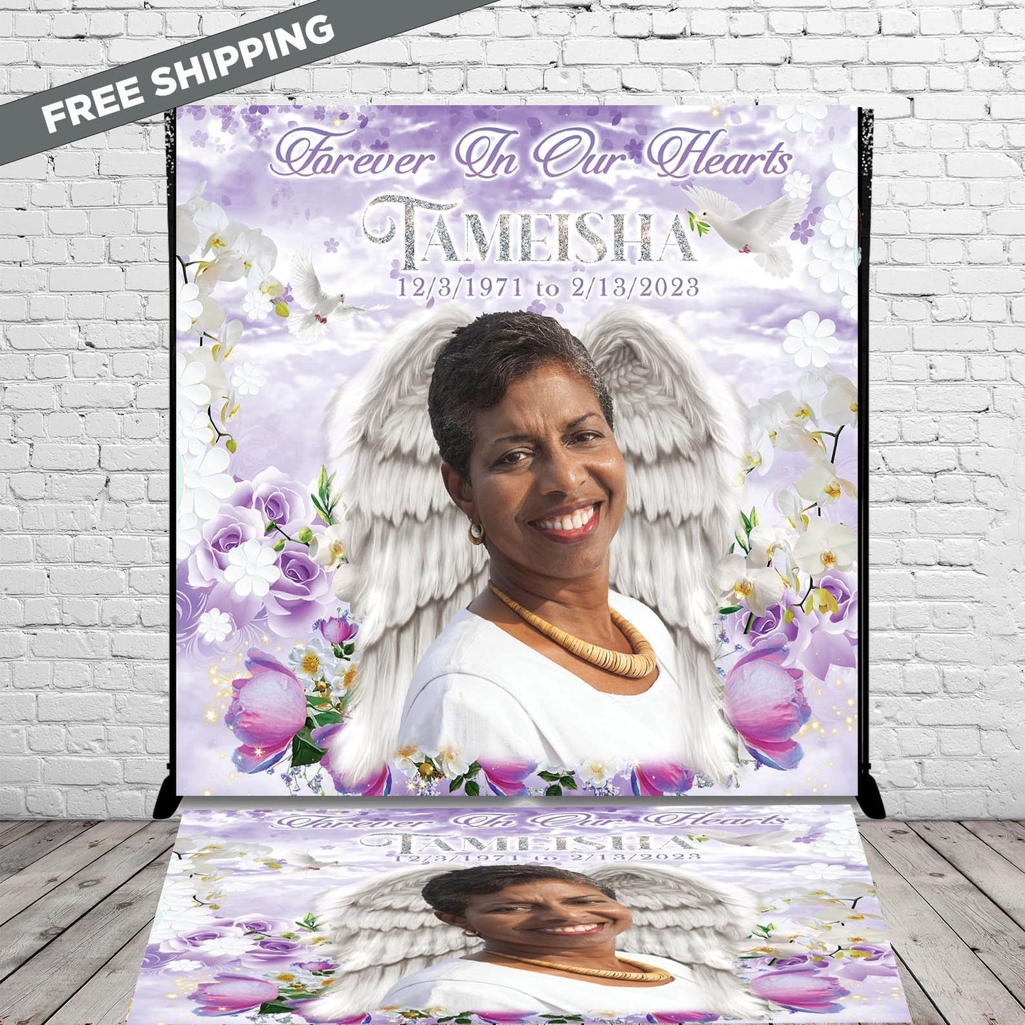 Memorial Backdrop, Memorial step and repeat,funeral step and repeat, funeral Floor Decal sticker, Removable sticker, Removable vinyl sticker