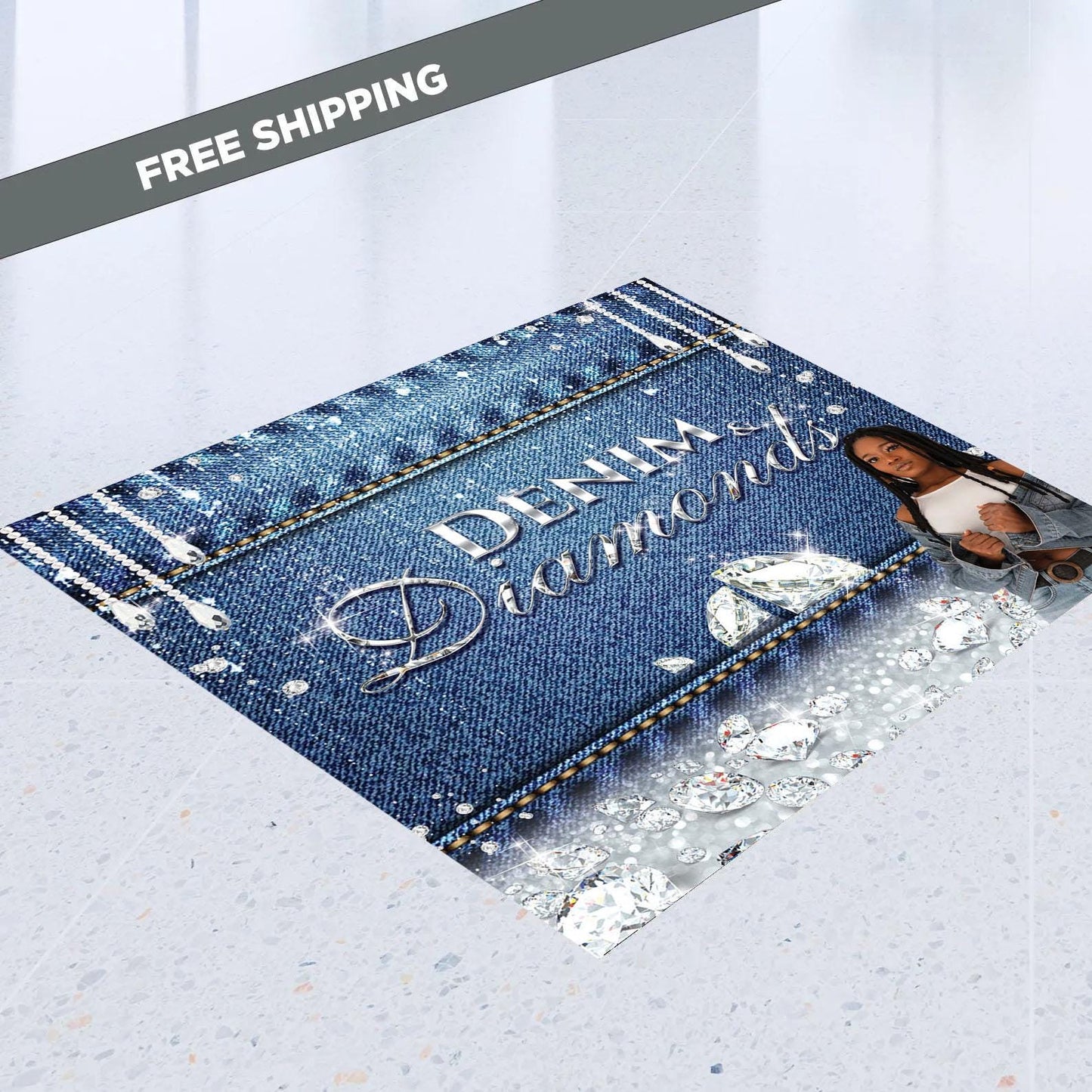 Denim and Diamonds Floor Decal, Removable sticker, Removable vinyl sticker,Denim diamonds backdrop, Birthday decal, Denim Decal,Custom Decal