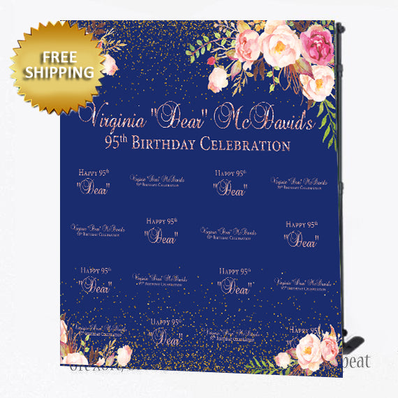 Rustic Floral Wedding Backdrop Step & Repeat