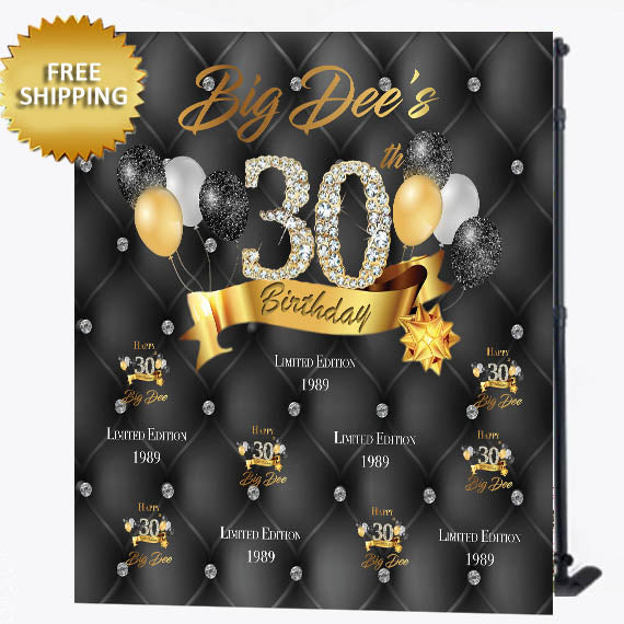 30th Tufted Diamonds Birthday Custom Step and Repeat Backdrop