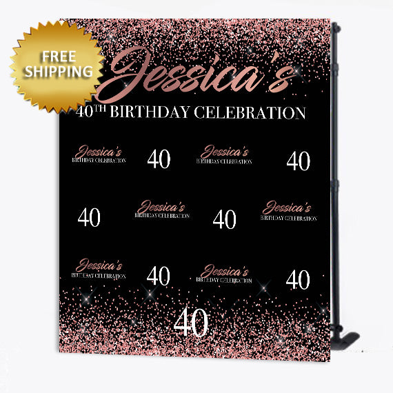 40th-Birthday-Pink-and-Black-Custom-Step-and-Repeat-Backdrop