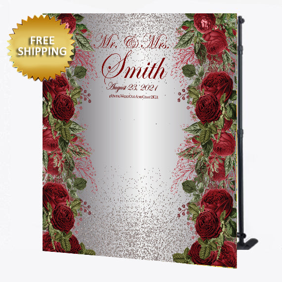 Silver-Rose-Floral-Wedding-Custom-Step-and-Repeat-Backdrop