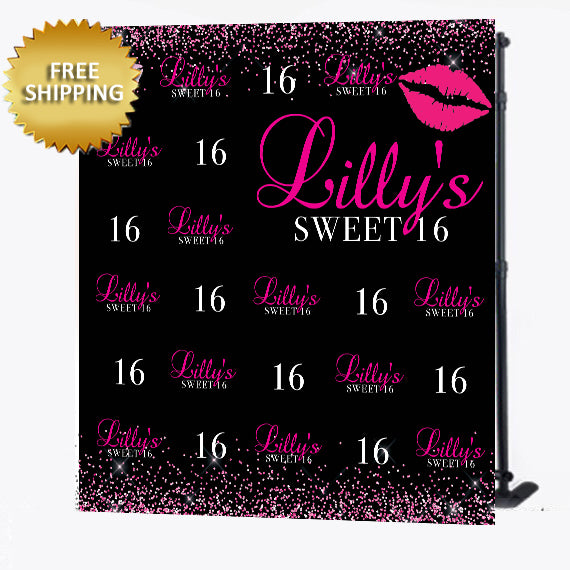 Sweet 16 Birthday Custom Step and Repeat Backdrop