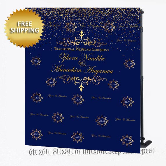 Blue-and-Gold-Elegant-Wedding-Custom-Step-and-Repeat-Backdrop