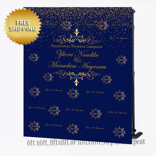 Blue-and-Gold-Elegant-Wedding-Custom-Step-and-Repeat-Backdrop