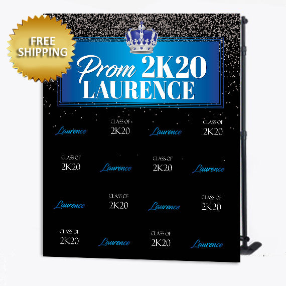 Prom Step and Repeat backdrop, 2K19 Prom Step and Repeat,Prom backdrop, Blue and gold prom backdrop, Photo Props, blue and gold prom repeat