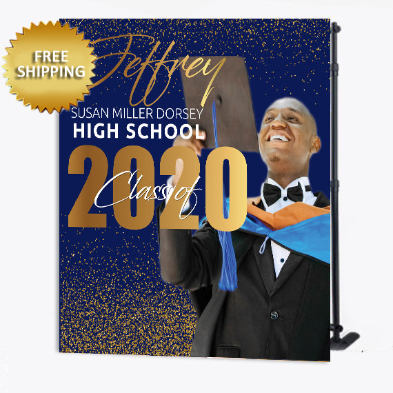 Class of 2020 Graduation Custom Step and Repeat backdrop with photo