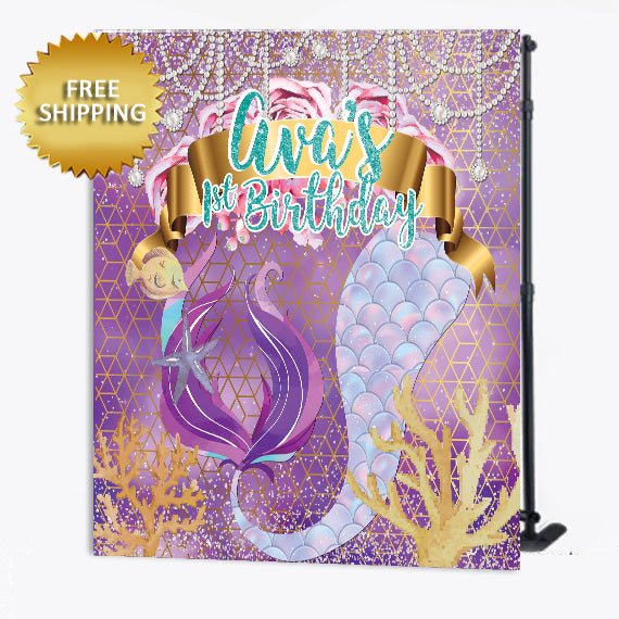 Under the Sea Theme Birthday Custom Step and Repeat Backdrop