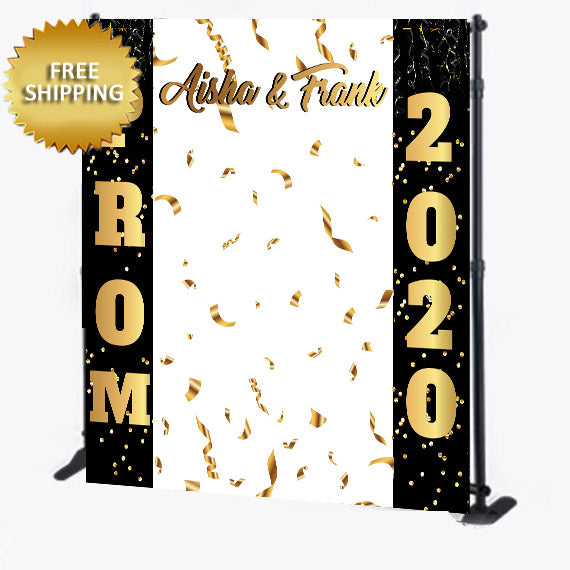 Prom 2020 Confetti Theme Custom Step and Repeat Backdrop