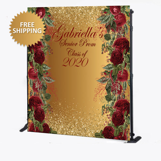 Prom 2020 Rose Theme custom step and repeat backdrop