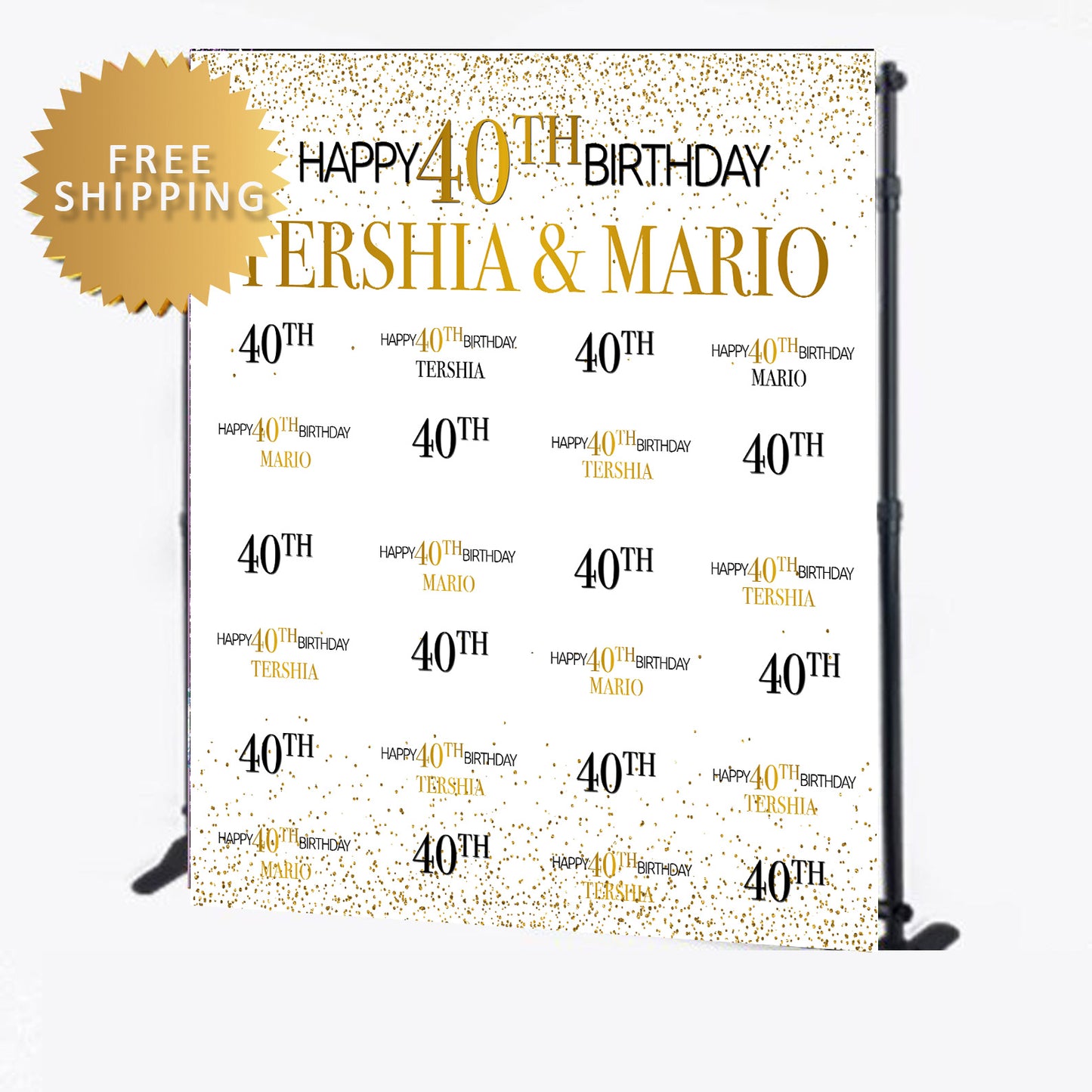 40th Birthday Party Custom Step and Repeat Backdrop