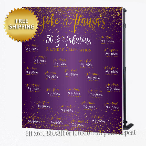 50 and Fabulous Purple Birthday Custom Photography backdrop
