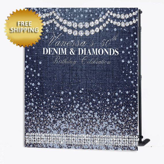 Denim and Diamonds Step and Repeat, Denim and Diamonds Birthday Backdrop, Step and repeat Backdrop, Denim Backdrop, Diamonds backdrop, props