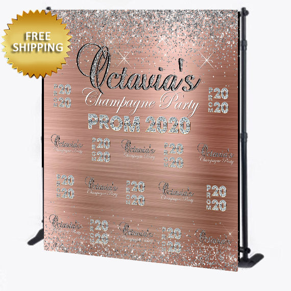 Prom step and repeat backdrop Rose Gold