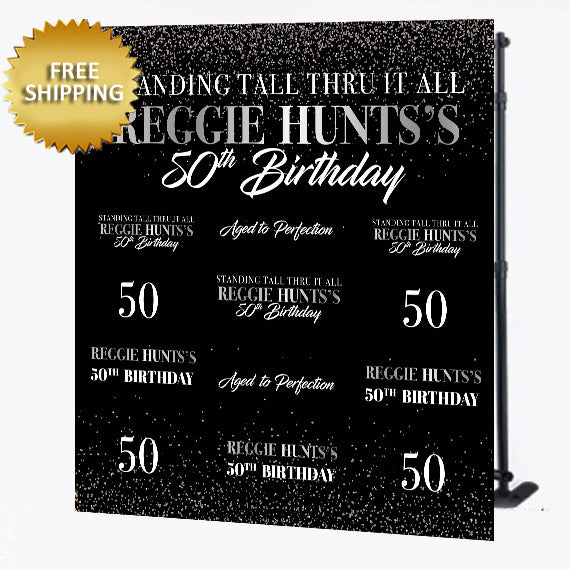 50th Birthday backdrop step and repeat
