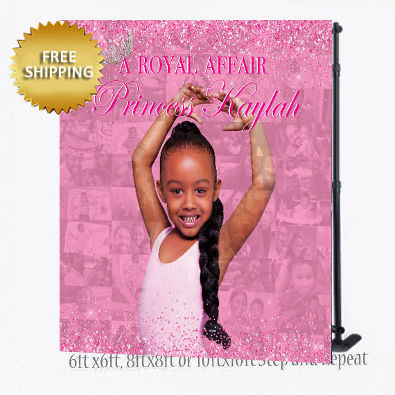 Royal Photo Collage Birthday Step and Repeat Backdrop Banner Mosaic