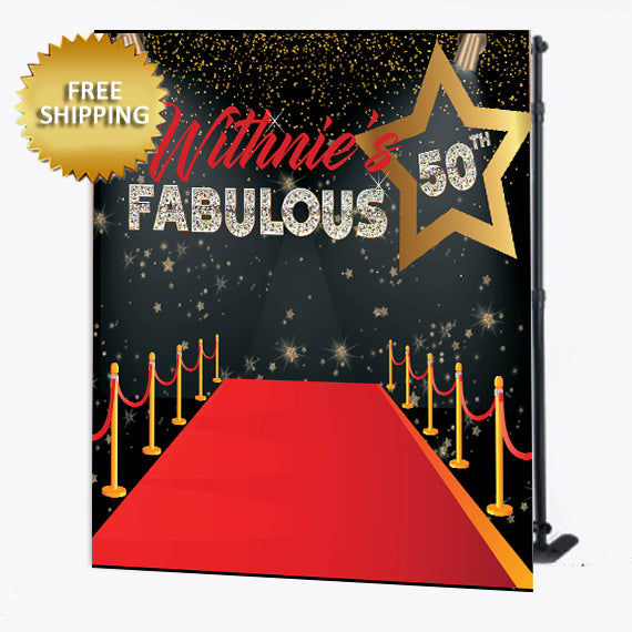 Fabulous 50th Red Carpet Birthday Custom Step and Repeat Backdrop