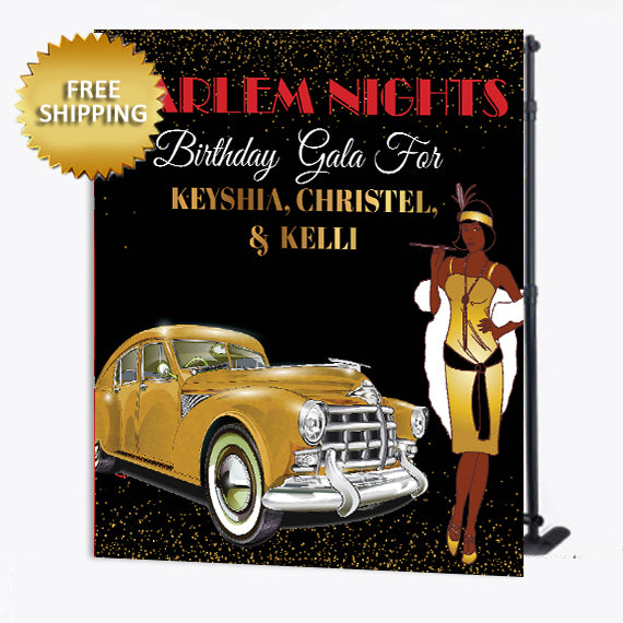 Harlem Nights Photo Booth backdrop, Harlem Nights Step and Repeat, Roaring 20s Backdrop, Art deco photo booth, Birthday, Birthday Backdrop