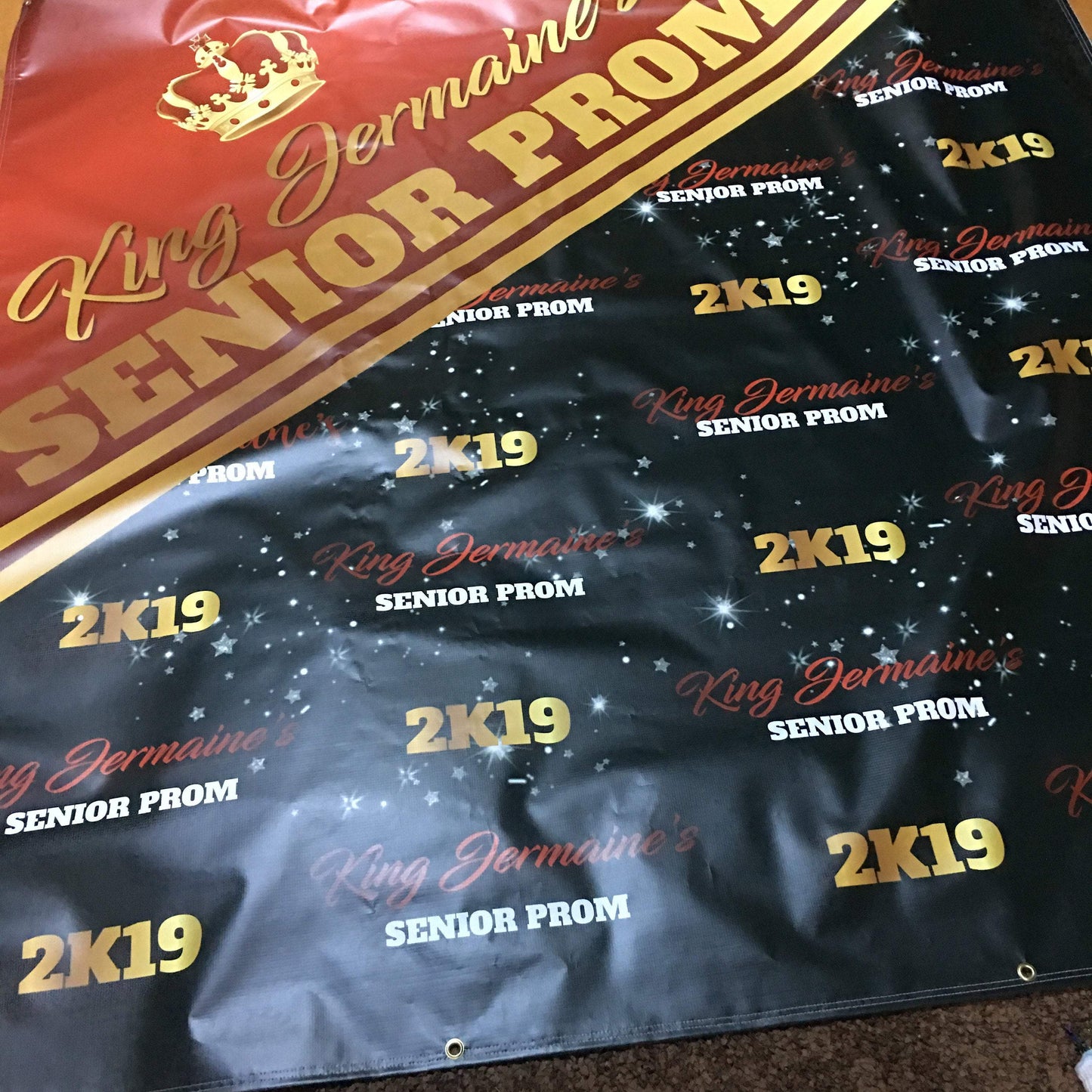 Prom Step and Repeat backdrop, Prom 2020 Backdrop, Sweet 16 Birthday, King Prom Step and Repeat Backdrop, Red and Gold Backdrop