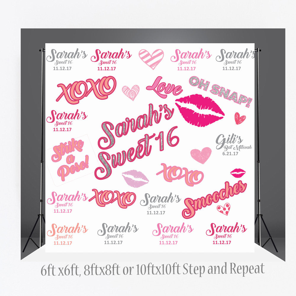 Custom 8X8 FEET Photo Booth backdrop custom Step and Repeat Banner DIY photo booth - Birthday Custom Step and Repeat - Printable Backdrop -