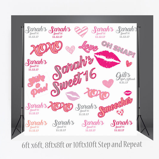 Custom 8X8 FEET Photo Booth backdrop custom Step and Repeat Banner DIY photo booth - Birthday Custom Step and Repeat - Printable Backdrop -