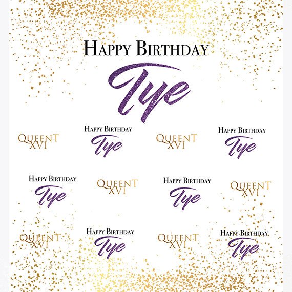 Happy Birthday backdrop, Birthday Step and Repeat,  Photo Booth Step and Repeat, Gold Backdrop, Photo Props, Printable Back drop,