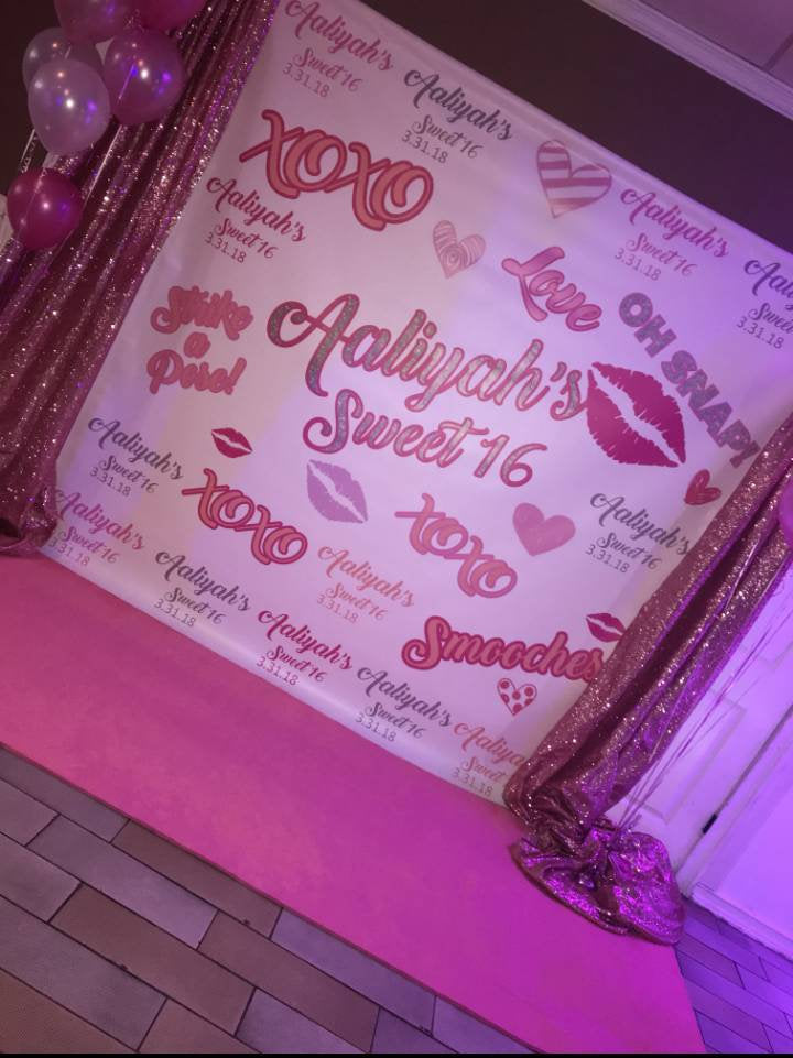 XOXO backdrop, Sweet 16 birthday Step and Repeat, Sweet 16 Birthday backdrop, OMG, Birthday, Step and Repeat backdrop,Hashtag emoji backdrop