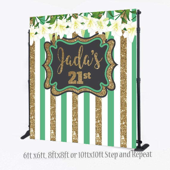 Mint Green Step and Repeat, Sweet 16 Birthday photo booth, 8X8 Photo Booth backdrop, 21st Birthday Backdrop, Printable Backdrop, Backdrop