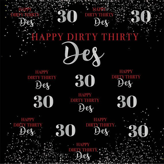Custom 8X8 Photo Booth backdrop, black and red Step and Repeat, 40th Step and Repeat, Dirty Thirty Backdrop, Birthday Backdrop,Backdrop