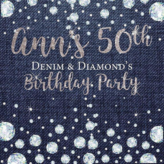 Denim and Diamonds Step and Repeat, Denim and Diamonds Birthday Backdrop, Step and repeat Backdrop, Denim Backdrop, Diamonds backdrop, props