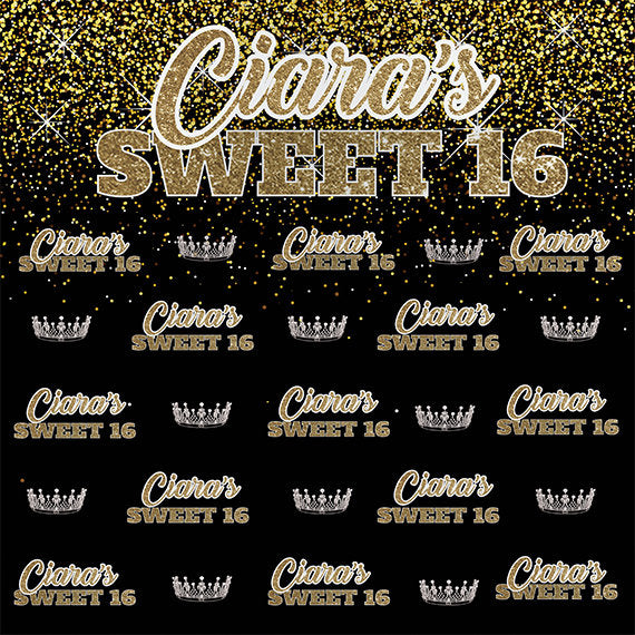 Sweet 16 Backdrop, Step and repeat backdrop, Birthday Backdrop, Black and gold backdrop, Birthday Step and Repeat, Photo Props, Wedding