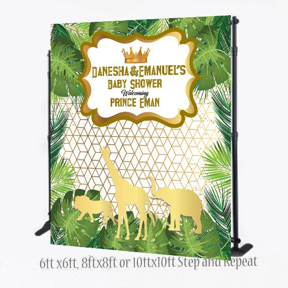 Safari baby Shower backdrop, Jungle Step and Repeat,Safari Backdrop, Gold Animal Step and Repeat, Animal Backdrop,Jungle backdrop,