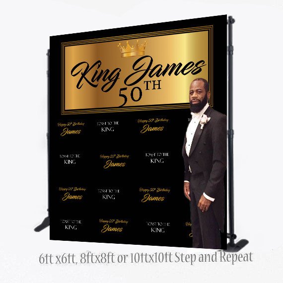 50th Birthday Step and Repeat, Royalty Backdrop, Custom 8X8 Photo Booth backdrop, 40th Birthday Step and Repeat, 50th Birthday Backdrop