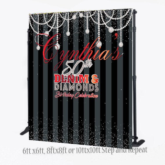 Breakfast at Step and Repeat,50th Birthday, Designer Inspired backdrop,Diamonds are forever Backdrop, Sweet 16, Diamonds and pearls backdrop