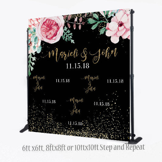 Wedding Photo Booth Backdrop, Prom backdrop, Wedding Step and Repeat, Wedding Backdrop, Sweet 16 Step Repeat Backdrop, Engagement Backdrop