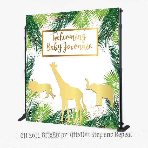 Safari Backdrop, Gold Animal Step and Repeat, Safari baby Shower backdrop, Jungle Step and Repeat, Animal Backdrop,Jungle backdrop,