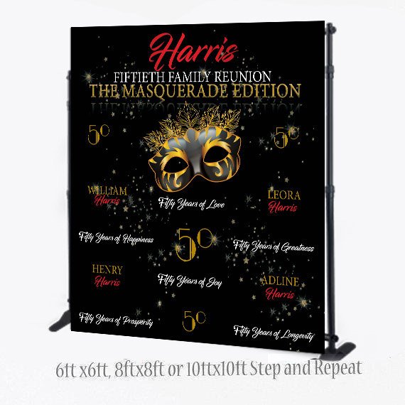 Family Reunion Backdrop, Masquerade backdrop, Family Reunion Step and Repeat, Family Reunion Photo Booth, Photo Props, Family Reunion Step