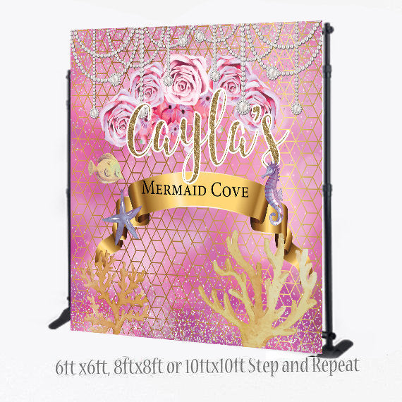 Princess Backdrop, Mermaid Backdrop, 8X8 Photo Booth backdrop, Sweet 16 Backdrop, Royalty Step and Repeat, photo booth, photo props