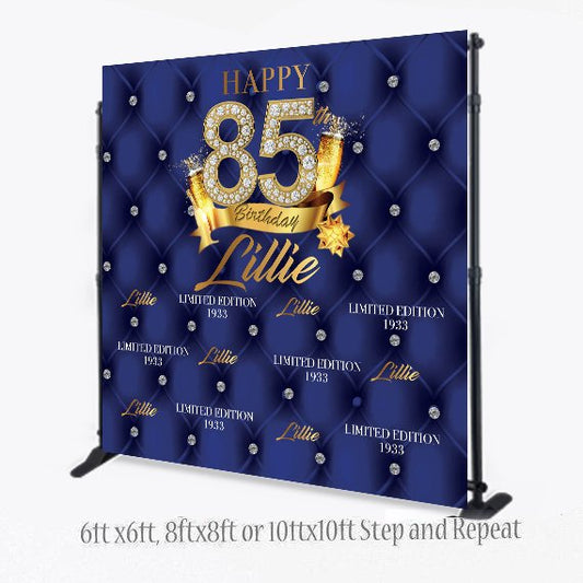 Royal Blue backdrop, 50th Birthday Step and Repeat, Tufted Backdrop, Birthday Backdrop, Photo Props, Photo Booth Step and Repeat Backdrop